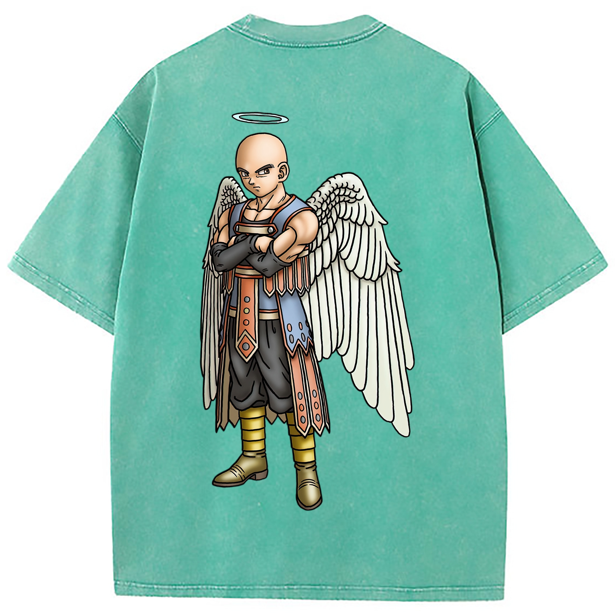 （画像用） ドラゴンクエスト Doragon Kuesuto Dragon Quest 綿100% ヴィンテージ風 半袖Tシャツ（背面プリント）